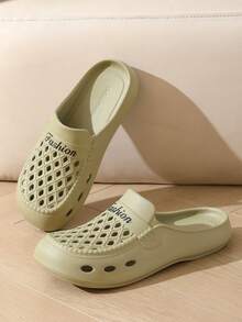 夏季加厚鞋底柔软舒适镂空设计静音速干浴室拖鞋 - 綠色 - 查看 4