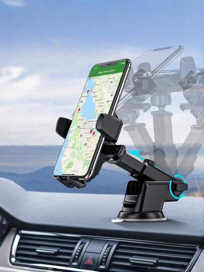 Universal Car Phone Holder, Multifunctional Dashboard And Air Vent Phone Holder With Anti-Slip Suction Cup, Stable Hands-Free Phone Holder For Navigation, Fits 4-7 Inch Smartphones, 360° Rotatable And Adjustable, Shock-Proof Car Phone Mount For GPS, Calling And Music