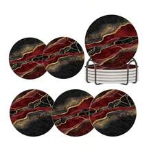 Coasters - Wine Red Golden Marble - View 7