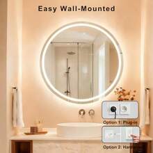 zxxEspeo de baño circular de 60  con iluminacion LEDfuncion inteligente antivao 3 austes de temperatura de color austab funcionamiento con control il adecuado para baños y dormitosEspejo del baño - espejos con luz led para bao - Ver 5