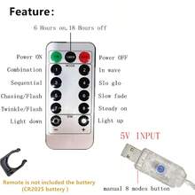 1 pieza Luces de cortina alimentadas por USB, luces de ambiente para Eid para dormitorio, cumpleaños, boda, fiesta, decoración de pared de fondo de ventana interior (control remoto sin batería) - Luz de cortina USB - Ver 9
