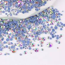 SS6 2mm-SS12 3mm, 1440pcs/Pack, SS16 4mm, 720pcs/Pack, SS20 4.8mm, 360pcs/Pack, SS30 6.4mm, 288pcs/Pack, Round Flat Bottom Glass Crystal Rhinestones, Multi-Color Crystal Gems Hot-Fix DMC Jewelry Beads For DIY Nail Art, Clothing, Bags, Shoes, Crafts, Sparkling Nail Stickers Decoration - Multicolor - View 189