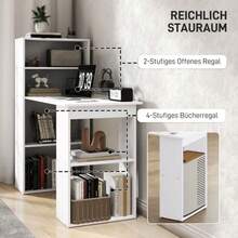Desk, Kitchen Table With Shelf, 120 X 55 Cm, Computer Desk, Laptop Table, White Work Table For Office And Home Office - A - View 5
