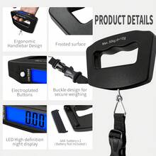 1个110磅/50公斤数字手持行李挂秤，便携式电子秤，带背光液晶显示屏，旅行必备，圣诞节/感恩节/新年礼物 - 黑色 - 查看 6