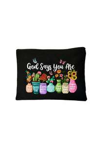 1个励志基督教化妆包 | “上帝说你是独一无二的”宗教化妆包，印有花卉圣经经文 | 拉链便携多功能旅行收纳包 | 多色可选 | 适合日常/旅行/校园使用 | 适用于日常使用、旅行、度假、商务出行、通勤和校园生活 | 节日/圣诞节/情人节/周年纪念日送给女性的完美礼物 - 彩色 - 查看 13