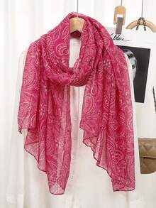 1条新款夏季巴厘岛纱线腰果花印花围巾 女士穆斯林头巾 轻薄优雅长款头巾 日常旅行摄影防晒披肩 家庭节日礼物 - 圍巾 - 查看 10