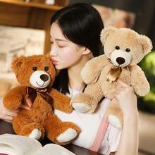 1pc Colorful Teddy Bear Plush Doll, Ribbon Decor Soft Stuffed Animal, Children's Comfort Doll, Home Decor, Sleeping Pillow, Holiday/Wedding Gift - Multicolor - View 7