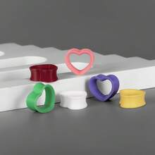 12个/8个装 细心多边形朋克风 8-19mm PLA耳扩，简约时尚个性化耳塞穿刺饰品 女士新款礼物 - 愛心 - 查看 8