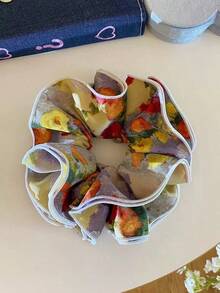 1pc Double Layer Tie Dye Print Pleated Scrunchie, Fashion Creative Daily Commute Hair Accessory - Multicolor - View 1