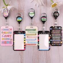 Black Inspirational Quote Work Retractable Badge Reel With ID Holder School Teachers ID Badge Holder Cute Reel Clip For Keys & ID Badges For Women Men Girls Kids Cool Heavy Duty Retractable Keychain - 粉紅鬱金香 - 查看 2