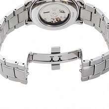 Orient 1pc Modern Fashionable Blue Dial Mechanical Men's Watch, Waterproof Silver Stainless Steel Automatic Wristwatch, Gift For Father/Husband - Blue - View 3