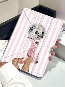 Western Boots And Stripes IPad Case Compatible With IPad Air 4/5 10.9 Inch, IPad 7/8/9th 10.2 Inch, Built-In Pencil Slot Compatible With Samsung Tab S6 10.4 Inch, Tab A7 Lite 8.7 Inch, Ins Style Leather Case, Back To School, Valentine's Day, New Year Gift - Multicolor - View 2