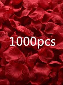 1000pcs Artificial Silk Rose Petals, Suable For Weddings, Red Rose Petals, Rose Petal Cor, Preserved Rose Petals, Rose Petals For Proposing To Loved Ones, Romantic Wedding Cor (For Lovers And Newlyweds), Gift Box Filler, Romantic Candlelight Aisle Cor, Wedding Aisle Petals, Wedding Corations, Party Petals, Candlelight Party Roses - 彩色 - 查看 2