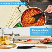 Non-Stick Cooking Spoon, Silicone Spoon For Mixing, Scooping And Scraping, Kitchen Tools, Kitchen Gadgets, Inexpensive Items. - màu đen - Xem 4