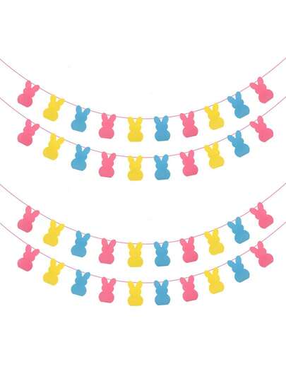 20个复活节彩色毛毡兔子挂旗，DIY兔子装饰，彩色毛毡挂旗，墙面装饰，兔子和三叶草挂旗，室内壁炉装饰，春季圣帕特里克节和复活节派对用品