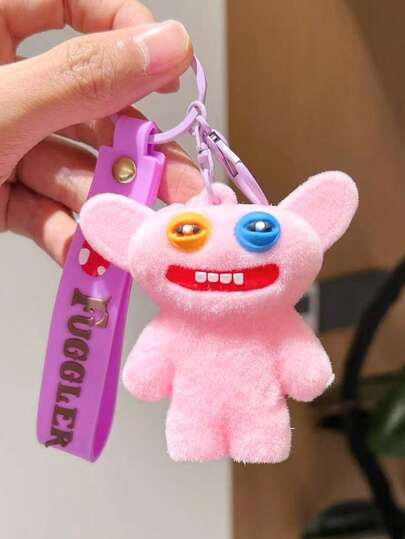 1pc Cute Flocked Cartoon Tooth Monster Keychain, Flocked Cartoon Monster Pendant, Fun Cartoon Backpack Pendant, Small Accessory, Bag Charm, Wristband Keychain, Car Keychain, Keychain Lanyard, Keychain, Keyring, Couples Keychain, Boys Keychain, Girls Keychain, Birthday Gift, Friend Gift, Holiday Gift, Event Souvenir, Party Favor