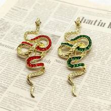 1枚复古优雅锌合金绿叶蛇形胸针，精致配饰，可搭配外套、夹克、西装，四季皆宜 - 彩色 - 查看 9