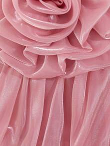 Young Girls' Rose Ruffle Organza Elegant Birthday Party Princess Dress, Suitable For Party, Evening, Flower Girl, Does Not Include Headband - Dusty Pink - View 8