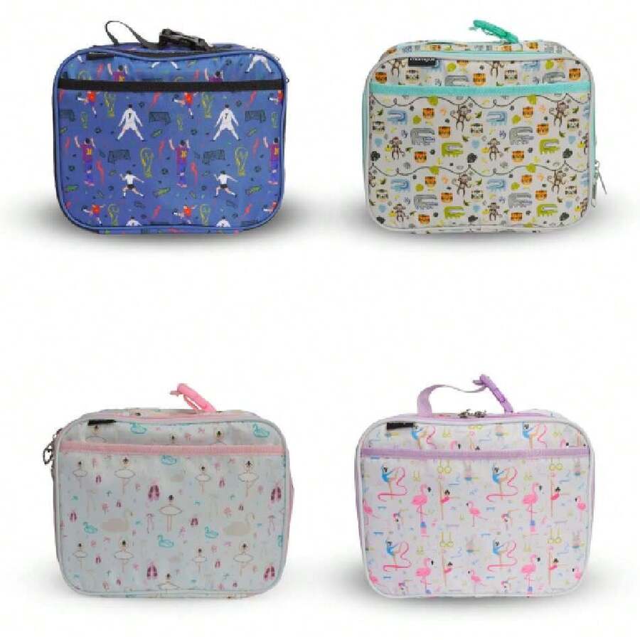 Lonchera escolar para niñas y niños marca Mangos | Lonchera grande con amplio espacio de almacenamiento y diseños únicos | Loncheras para el almuerzo con asa ajustable | Selva (verde claro),40963922 - Albaricoque - Ver 1