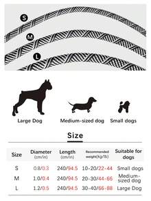 1 件装反光尼龙材质免提狗绳，斜挎遛狗绳，适合小型/中型/大型犬