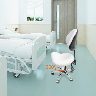 White Saddle Stool,Adjustable Rolling Salon Chair Rotating Roller,Ergonomic Hairdressing, Massage Tattoo Spa Saddle White,Floor Type,Heavy Duty Fatigue Resistant Stool, Laboratory Clinic Dental