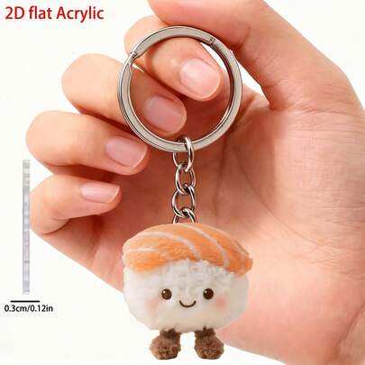 2D Flat Cute Sushi Design Acrylic Keychain, Backpack Hanging Decor, Perfect For Home Decor And Party Favors