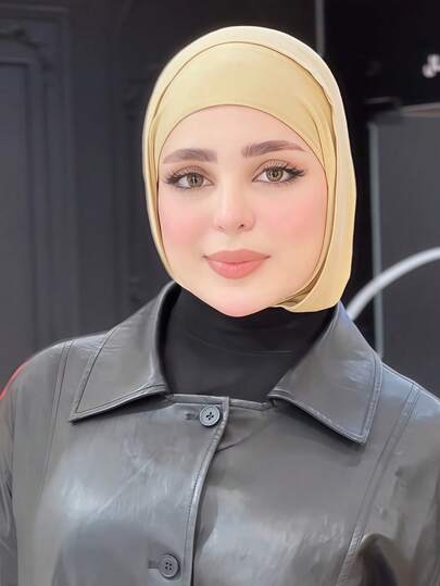 1件装女士纯色拉法帽滑雪面罩颈部保暖弹性头带头巾，透气舒适弹力宽边吸汗防滑多功能运动头饰，简约时尚围巾，帽子和配套头带合二为一