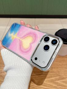 梦幻彩绘爱心倒影渐变透明TPU手机壳，浪漫少女风，适合日常使用、情人节、情侣装、日常穿搭、生日礼物，兼容 17/17 Pro/14/16/17 Pro Max/15 - 無色 - 查看 7