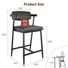 Techigher Taburetes de bar - Negro 4 piezas - Ver 8