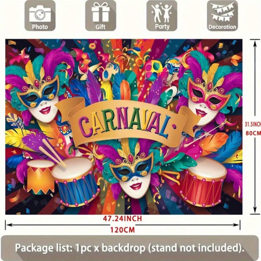 1pc, 230.0x179.83cm Polyester Carnival Celebration Banner, Vibrant Universal Spring/Summer/Fall Party Decor, Durable Wall Hanging Decoration, Photo Props For Home & Room Decor - 彩色 - 查看 1