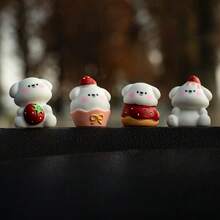 2/6pcs Cute Strawberry Puppy Mini Sculpture, Suitable For Car Dashboard Decor - Perfect For Decorating Your Car Dashboard, Computer Desk, Office Computer Screen, And Office Desk. These Are Small Decorative Items And Gifts (Using Non-Trace Adhesive).