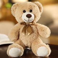 1pc Colorful Teddy Bear Plush Doll, Ribbon Decor Soft Stuffed Animal, Children's Comfort Doll, Home Decor, Sleeping Pillow, Holiday/Wedding Gift - Multicolor - View 17
