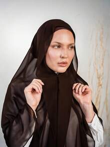 1pc 3-In-1 Quick-Wear Chiffon Hijab With Built-In Magnet And Inner Cap/All-In-One Quick-Wear Hijab--No Pins Needed, Anti-Slip Fit, Instant Wear - Magnetic Instant Hijab - View 15