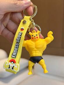 1pc Cute & Fun Pet Monster Muscle Design Keychain, Cartoon Fitness Style Pendant Gift - Multicolor - View 6