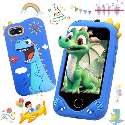 2.8英寸儿童玩具手机，多种手机壳款式可选，配备高清双摄像头，支持视频游戏录制功能，适合3-12岁儿童作为生日派对礼物