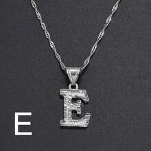 1件银色女士A-Z大写字母吊坠项链，约会、派对、婚礼的奢华珠宝礼物 - 銀色 - 查看 25