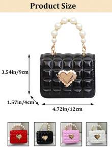 Children's New Pearl Handheld Bag, Cute Pearl&Heart Decor Metal Chain Strap PU Shoulder Crossbody Bag, Flap Closure, Casual Fashion Pearl Handbag,Festival Gift PU Leather Fashion Mini Princess Handbag For Little Girls, , Elegant Little Girl's Clutch For Parties, Dress-Up & Play,Coin Purse, Mini Shoulder Bag, Fashionable Mini Sling Bag To Match Outfits And Accessories[US Local Warehouse]The Best Gift Choice, Birthday Gift - 彩色 - 查看 10