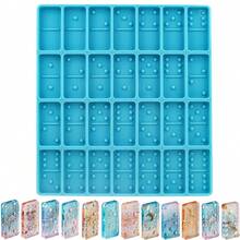1 pieza Molde de resina para hacer dominó, Molde profesional de resina epoxi para dominó, Juego de molde de dominó de 28 piezas, Molde de silicona durable para hacer colgantes, pasteles y joyería DIY con dominó - Azul - Ver 1