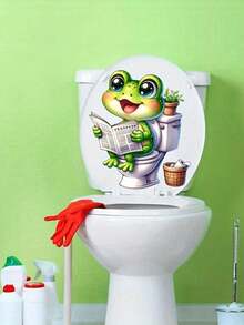 1 Pc Home Decorations Funny Newspaper Dog Toilet Sticker - Self-Adhesive Bathroom Wall Sticker, Ceramic, Valentine Day Decoration, Stickers, Wall Decal, Vinyl Decal Home Decorations, Spring Decoration Items Refresh Your Home Bathroom Decor Fall Decor - Multicolor - View 7