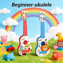 Cartoon Ukulele Toy Musical Instrument,Red/Blue Plastic Playable Music Toy - Multicolor - View 1