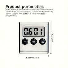 1 pieza Temporizador digital de cocina de acero inoxidable con pantalla multifunción, temporizador de cuenta regresiva electrónico excelente para cocinar o recordatorios de aprendizaje, herramienta esencial para el hogar, requiere 1 batería AAA (no incluida) - Multicolor - Ver 5