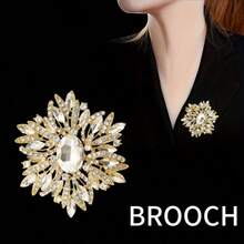 1/10 Classic Alloy Glass Brooches In Vintage Colors Luxe Temperament Lady Shawl Coat Brooches Accessories - Rose Red - View 14