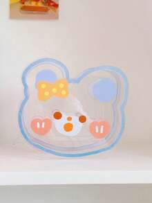 1pc Cartoon Student Desk Pen Holder, Cute Bear & Rabbit Multi-Function Acrylic Transparent Stationery Organizer - 1PC - View 13