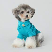 UFBemo 1 件轻质针织麻花图案宠物毛衣，柔软材质，适合猫和中小型犬，适合室内家居使用 - 綠色 - 查看 8