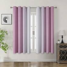 2pcs Ombre Blackout Curtains/Multiple Sizes Available/Top Eyelet Design/Living Room Darkening Curtains/Bedroom & Living Room Blackout Curtains/Heat Insulation/Modern Ombre Design Privacy Curtains/Home Decor Curtains/Pink Curtains - Pink - View 20