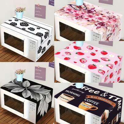 1 pieza Cubierta antipolvo para microondas, con estampado de hoja/rosa/mariposa/fresa/café, lavable, para decorar electrodomésticos de cocina, cubierta para horno microondas, regalo de cocina, decoración del hogar, recuerdo de fiesta de ducha nupcial, regalo con tema de café, fácil de limpiar, antiadherente, decoración del hogar, artículos para fiestas, regalo del Día de la Madre, decoración de dormitorio, jardín, decoración de cocina, verano, playa, artículos de viaje, decoración de habitación, suave, graduación