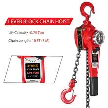 Polipasto de Cadena Manual de 725 kg y 3 m, para Astilleros y Almacenes - Rojo - Ver 6