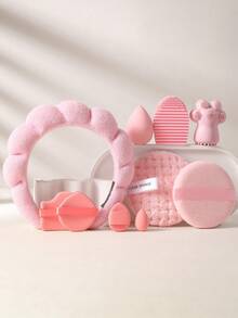 25PCS Makeup Tools Set Including:15PCS Makeup Brush Set+1pc Makeup Sponges+1pc Mini Makeup Sponges+2PCS Air Cushion Powder Puff+1pc Mini Air Cushion Powder Puffs+1pc Hairband+1pc Makeup Brush Cleaning Tools+1pc Facial Cleansing Sponges+1pc Circular Powder Puffs+1 Pc Silicone Cat Paw Face Brush - Pink - View 4