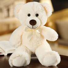 1pc Colorful Teddy Bear Plush Doll, Ribbon Decor Soft Stuffed Animal, Children's Comfort Doll, Home Decor, Sleeping Pillow, Holiday/Wedding Gift - Multicolor - View 11
