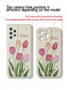 1个带装饰串珠手链的直边穿孔郁金香图案厚实防摔彩绘手机壳，兼容、Galaxy国际版，非国内版 - 彩色 - 查看 6